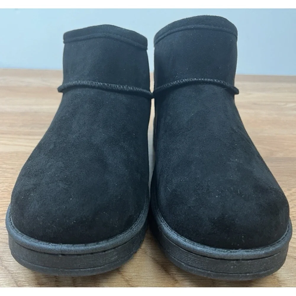 SO Lupita Black Booties Boots Faux Suede & Fur Mini Boots Women's Size 8. 5 NEW